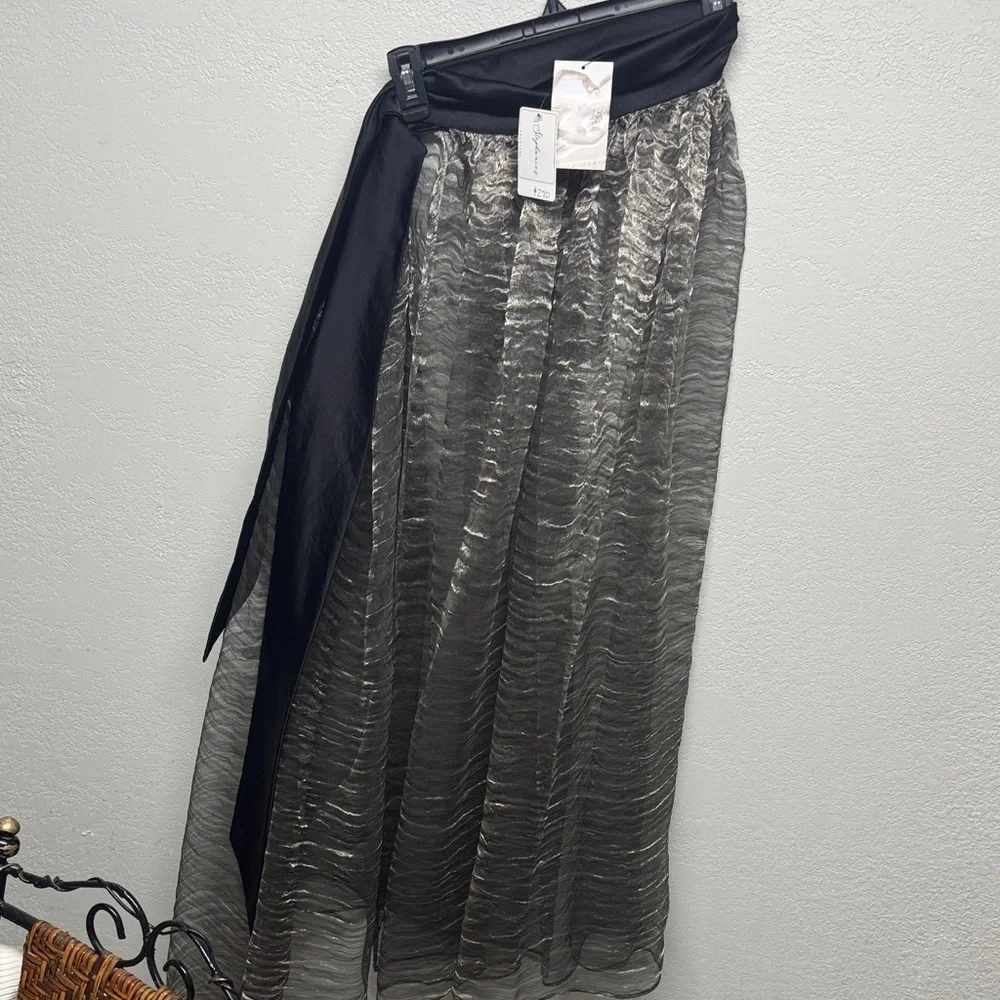 Randi & Will Black and Silver Sheer Long Skirt